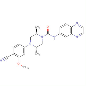 648423-40-9  1-Piperazinecarboxamide,4-(4-cyano-3-methoxyphenyl)-2,5-dimethyl-N-6-quinoxalinyl-, (2R,5S)-