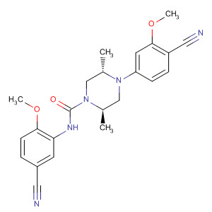 648423-47-6  1-Piperazinecarboxamide,4-(4-cyano-3-methoxyphenyl)-N-(5-cyano-2-methoxyphenyl)-2,5-dimethyl-, (2R,5S)-