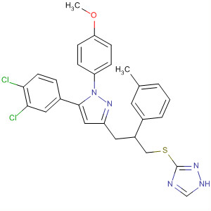 648864-27-1  1H-1,2,4-Triazole,3-[[3-[5-(3,4-dichlorophenyl)-1-(4-methoxyphenyl)-1H-pyrazol-3-yl]-2-(3-methylphenyl)propyl]thio]-