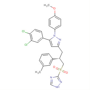 648864-33-9  1H-1,2,4-Triazole,3-[[(2S)-3-[5-(3,4-dichlorophenyl)-1-(4-methoxyphenyl)-1H-pyrazol-3-yl]-2-(3-methylphenyl)propyl]sulfonyl]-