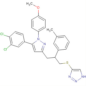 648868-89-7  1H-1,2,3-Triazole,4-[[3-[5-(3,4-dichlorophenyl)-1-(4-methoxyphenyl)-1H-pyrazol-3-yl]-2-(3-methylphenyl)propyl]thio]-