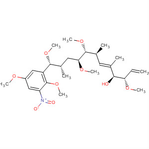 649566-96-1  1,5-Dodecadien-4-ol,12-(2,5-dimethoxy-3-nitrophenyl)-3,8,9,12-tetramethoxy-5,7,11-trimethyl-, (3S,4S,5E,7S,8R,9S,11S,12R)- 649566-96-1  1,5-Dodecadien-4-ol,12-(2,5-dimethoxy-3-nitrophenyl)-3,8,9,12-tetramethoxy-5,7,11-trimethyl-, (3S,4S,5E,7S,8R,9S,11S,12R)-