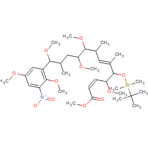 649566-97-2  2,6-Tridecadienoic acid,13-(2,5-dimethoxy-3-nitrophenyl)-5-[[(1,1-dimethylethyl)dimethylsilyl]oxy]-4,9,10,13-tetramethoxy-6,8,12-trimethyl-, methyl ester,(2Z,4S,5S,6E,8S,9R,10S,12S,13R)-