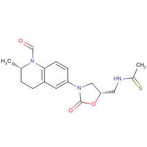 649569-78-8  Ethanethioamide,N-[[(5S)-3-[(2S)-1-formyl-1,2,3,4-tetrahydro-2-methyl-6-quinolinyl]-2-oxo-5-oxazolidinyl]methyl]-