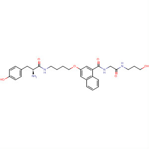 649712-33-4  1-Naphthalenecarboxamide,3-[4-[[(2S)-2-amino-3-(4-hydroxyphenyl)-1-oxopropyl]amino]butoxy]-N-[2-[(3-hydroxypropyl)amino]-2-oxoethyl]-