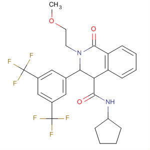 646027-64-7  4-Isoquinolinecarboxamide,3-[3,5-bis(trifluoromethyl)phenyl]-N-cyclopentyl-1,2,3,4-tetrahydro-2-(2-methoxyethyl)-1-oxo-