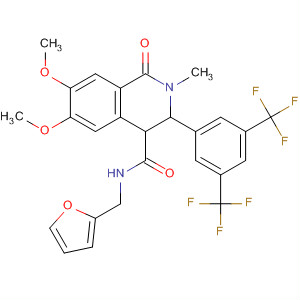 646028-72-0  4-Isoquinolinecarboxamide,3-[3,5-bis(trifluoromethyl)phenyl]-N-(2-furanylmethyl)-1,2,3,4-tetrahydro-6,7-dimethoxy-2-methyl-1-oxo-