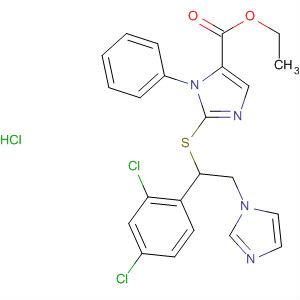 64007-09-6  1H-Imidazole-5-carboxylic acid,2-[[1-(2,4-dichlorophenyl)-2-(1H-imidazol-1-yl)ethyl]thio]-1-phenyl-, ethylester, monohydrochloride