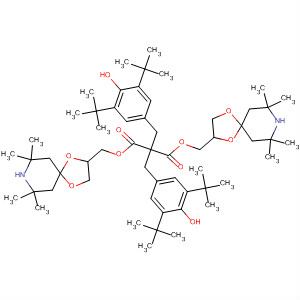 64022-54-4  Propanedioic acid,bis[[3,5-bis(1,1-dimethylethyl)-4-hydroxyphenyl]methyl]-,bis[(7,7,9,9-tetramethyl-1,4-dioxa-8-azaspiro[4.5]dec-2-yl)methyl] ester