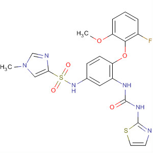 640765-53-3  1H-Imidazole-4-sulfonamide,N-[4-(2-fluoro-6-methoxyphenoxy)-3-[[(2-thiazolylamino)carbonyl]amino]phenyl]-1-methyl-