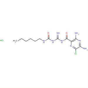 64077-46-9  Pyrazinecarboxamide,3,5-diamino-6-chloro-N-[[[(hexylamino)carbonyl]amino]iminomethyl]-,monohydrochloride