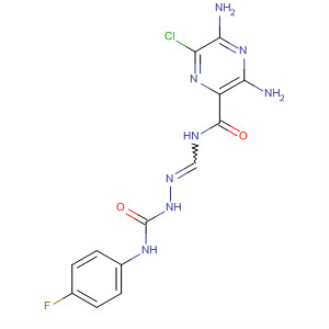 64077-55-0  Pyrazinecarboxamide,3,5-diamino-6-chloro-N-[[[[(4-fluorophenyl)amino]carbonyl]amino]iminomethyl]-