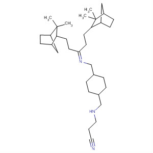 64100-18-1  Propanenitrile,3-[[[4-[[[3-(3,3-dimethylbicyclo[2.2.1]hept-2-yl)-1-[2-(3,3-dimethylbicyclo[2.2.1]hept-2-yl)ethyl]propylidene]amino]methyl]cyclohexyl]methyl]amino]-
