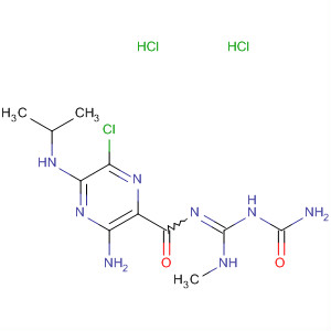 64102-99-4  Pyrazinecarboxamide,3-amino-N-[[(aminocarbonyl)amino](methylamino)methylene]-6-chloro-5-[(1-methylethyl)amino]-, dihydrochloride