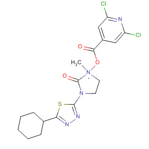 64172-69-6  4-Pyridinecarboxylic acid, 2,6-dichloro-,3-(5-cyclohexyl-1,3,4-thiadiazol-2-yl)-1-methyl-2-oxo-4-imidazolidinylester