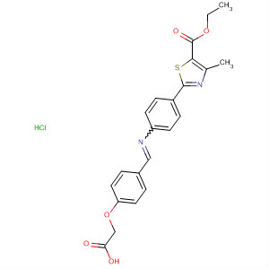 64181-54-0  5-Thiazolecarboxylic acid,2-[4-[[[4-(carboxymethoxy)phenyl]methylene]amino]phenyl]-4-methyl-,5-ethyl ester, monohydrochloride