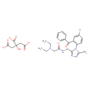 64194-81-6  Acetamide,N-[[4-(2-benzoyl-4-chlorophenyl)-5-methyl-4H-1,2,4-triazol-3-yl]methyl]-2-(diethylamino)-, 2-hydroxy-1,2,3-propanetricarboxylate