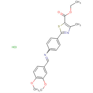 64209-89-8  5-Thiazolecarboxylic acid,2-[4-[[(3,4-dimethoxyphenyl)methylene]amino]phenyl]-4-methyl-, ethylester, monohydrochloride