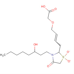 64250-38-0  Acetic acid,[[4-[3-(3-hydroxyoctyl)-1,1-dioxido-4-oxo-2-thiazolidinyl]-2-butenyl]oxy]-