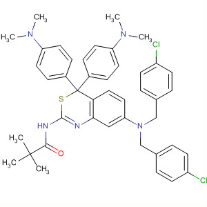 64266-83-7  Propanamide,N-[7-[bis[(4-chlorophenyl)methyl]amino]-4,4-bis[4-(dimethylamino)phenyl]-4H-3,1-benzothiazin-2-yl]-2,2-dimethyl-