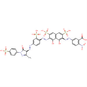 637011-19-9  Benzoic acid,5-[[7-[[4-[[4,5-dihydro-3-methyl-5-oxo-1-(4-sulfophenyl)-1H-pyrazol-4-yl]azo]-2-sulfophenyl]azo]-1,8-dihydroxy-3,6-disulfo-2-naphthalenyl]azo]-2-nitro-