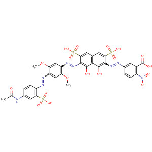 637011-38-2  Benzoic acid,5-[[7-[[4-[[4-(acetylamino)-2-sulfophenyl]azo]-2,5-dimethoxyphenyl]azo]-1,8-dihydroxy-3,6-disulfo-2-naphthalenyl]azo]-2-nitro-