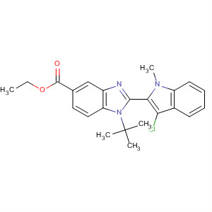637041-78-2  1H-Benzimidazole-5-carboxylic acid,2-(3-chloro-1-methyl-1H-indol-2-yl)-1-(1,1-dimethylethyl)-, ethyl ester