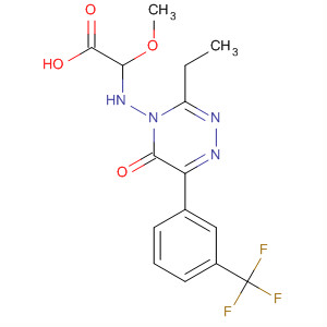 63760-84-9  Acetic acid,[[3-ethyl-5-oxo-6-[3-(trifluoromethyl)phenyl]-1,2,4-triazin-4(5H)-yl]amino]methoxy-