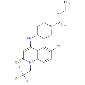 638191-89-6  1-Piperidinecarboxylic acid,4-[[6-chloro-1,2-dihydro-2-oxo-1-(2,2,2-trifluoroethyl)-4-quinolinyl]amino]-, ethyl ester