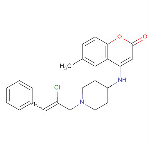 638194-40-8  2H-1-Benzopyran-2-one,4-[[1-(2-chloro-3-phenyl-2-propenyl)-4-piperidinyl]amino]-6-methyl-