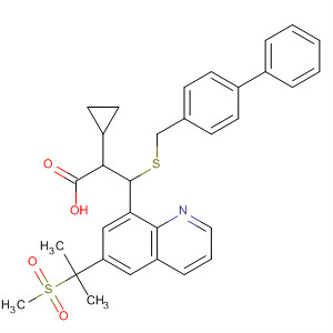 638222-04-5  Cyclopropaneacetic acid,1-[[([1,1'-biphenyl]-4-ylmethyl)thio][6-[1-methyl-1-(methylsulfonyl)ethyl]-8-quinolinyl]methyl]-