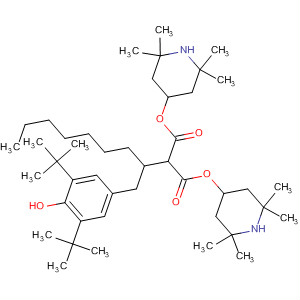 63843-99-2  Propanedioic acid,[[3,5-bis(1,1-dimethylethyl)-4-hydroxyphenyl]methyl]octyl-,bis(2,2,6,6-tetramethyl-4-piperidinyl) ester
