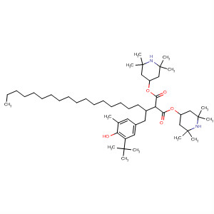63844-03-1  Propanedioic acid,[[3-(1,1-dimethylethyl)-4-hydroxy-5-methylphenyl]methyl]octadecyl-,bis(2,2,6,6-tetramethyl-4-piperidinyl) ester