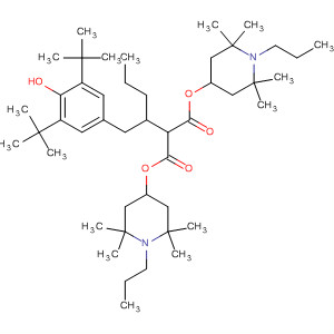 63844-13-3  Propanedioic acid,[[3,5-bis(1,1-dimethylethyl)-4-hydroxyphenyl]methyl]butyl-,bis(2,2,6,6-tetramethyl-1-propyl-4-piperidinyl) ester