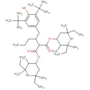 63844-19-9  Propanedioic acid,[[3,5-bis(1,1-dimethylethyl)-4-hydroxyphenyl]methyl]butyl-,bis(2,6-diethyl-2,3,6-trimethyl-4-piperidinyl) ester