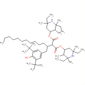 63844-22-4  Propanedioic acid,[[3,5-bis(1,1-dimethylethyl)-4-hydroxyphenyl]methyl]dodecyl-,bis(2,6-diethyl-2,3,6-trimethyl-4-piperidinyl) ester