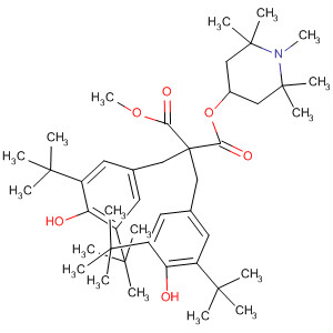 63864-12-0  Propanedioic acid,bis[[3,5-bis(1,1-dimethylethyl)-4-hydroxyphenyl]methyl]-, methyl1,2,2,6,6-pentamethyl-4-piperidinyl ester