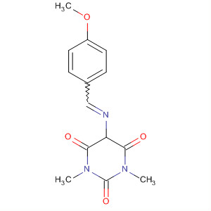 63873-72-3  2,4,6(1H,3H,5H)-Pyrimidinetrione,5-[[(4-methoxyphenyl)methylene]amino]-1,3-dimethyl-