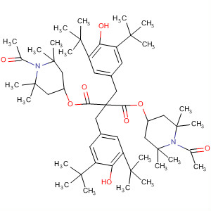 63941-34-4  Propanedioic acid,bis[[3,5-bis(1,1-dimethylethyl)-4-hydroxyphenyl]methyl]-,bis(1-acetyl-2,2,6,6-tetramethyl-4-piperidinyl) ester