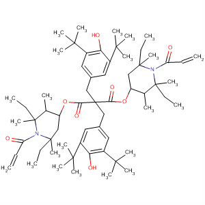 63941-41-3  Propanedioic acid,bis[[3,5-bis(1,1-dimethylethyl)-4-hydroxyphenyl]methyl]-,bis[2,6-diethyl-2,3,6-trimethyl-1-(1-oxo-2-propenyl)-4-piperidinyl] ester