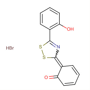 63963-43-9  2,4-Cyclohexadien-1-one,6-[5-(2-hydroxyphenyl)-3H-1,2,4-dithiazol-3-ylidene]-, hydrobromide