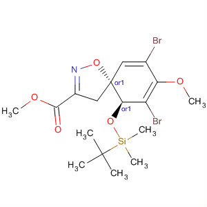 639807-35-5  1-Oxa-2-azaspiro[4.5]deca-2,6,8-triene-3-carboxylic acid,7,9-dibromo-10-[[(1,1-dimethylethyl)dimethylsilyl]oxy]-8-methoxy-,methyl ester, (5R,10S)-rel-