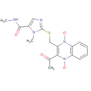 63206-46-2  1H-Imidazole-5-carboxamide,2-[[(3-acetyl-1,4-dioxido-2-quinoxalinyl)methyl]thio]-N,1-dimethyl-