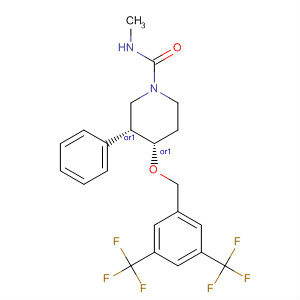 632344-29-7  1-Piperidinecarboxamide,4-[[3,5-bis(trifluoromethyl)phenyl]methoxy]-N-methyl-3-phenyl-,(3R,4S)-rel-