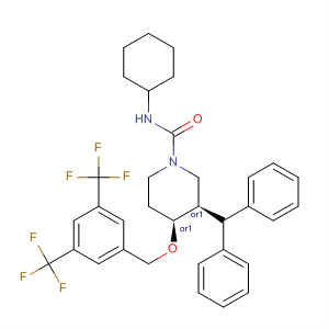 632345-55-2  1-Piperidinecarboxamide,4-[[3,5-bis(trifluoromethyl)phenyl]methoxy]-N-cyclohexyl-3-(diphenylmethyl)-, (3R,4S)-rel-