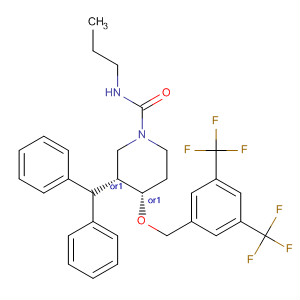 632345-58-5  1-Piperidinecarboxamide,4-[[3,5-bis(trifluoromethyl)phenyl]methoxy]-3-(diphenylmethyl)-N-propyl-,(3R,4S)-rel-