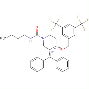 632345-59-6  1-Piperidinecarboxamide,4-[[3,5-bis(trifluoromethyl)phenyl]methoxy]-N-butyl-3-(diphenylmethyl)-,(3R,4S)-rel-