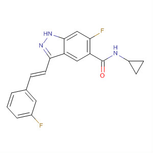 633323-80-5  1H-Indazole-5-carboxamide,N-cyclopropyl-6-fluoro-3-[(1E)-2-(3-fluorophenyl)ethenyl]-