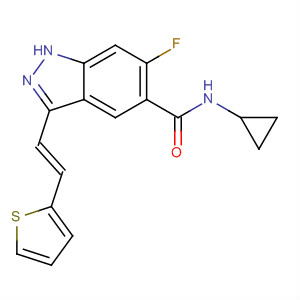 633323-99-6  1H-Indazole-5-carboxamide,N-cyclopropyl-6-fluoro-3-[(1E)-2-(2-thienyl)ethenyl]-