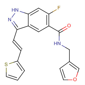 633324-00-2  1H-Indazole-5-carboxamide,6-fluoro-N-(3-furanylmethyl)-3-[(1E)-2-(2-thienyl)ethenyl]-